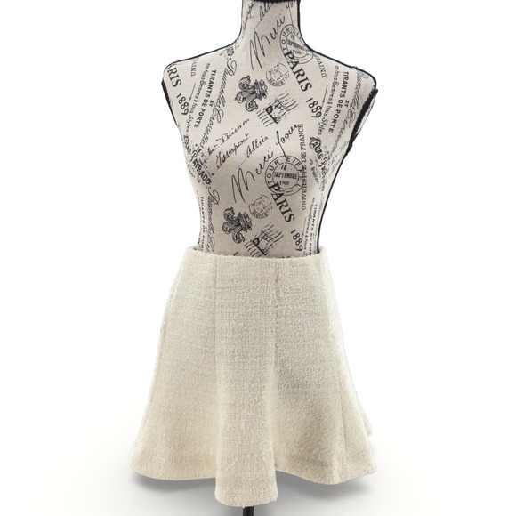 Dresses & Skirts - ASTR The Label S Cream Tweed Flared Mini Skirt Boucle Skater Style Preppy Chic